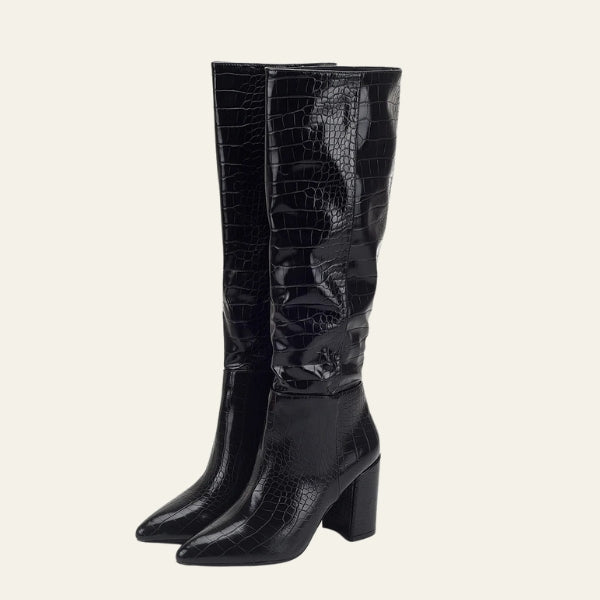 The Milan Croc-Embossed Knee-High Boots