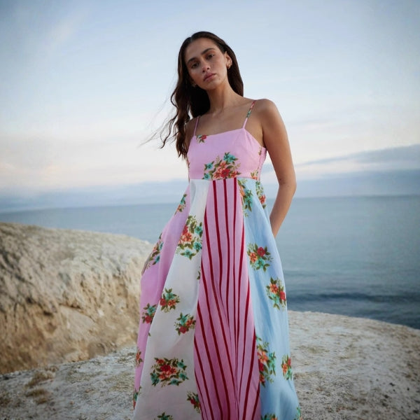 The Amalfi Paneled Floral Maxi Dress