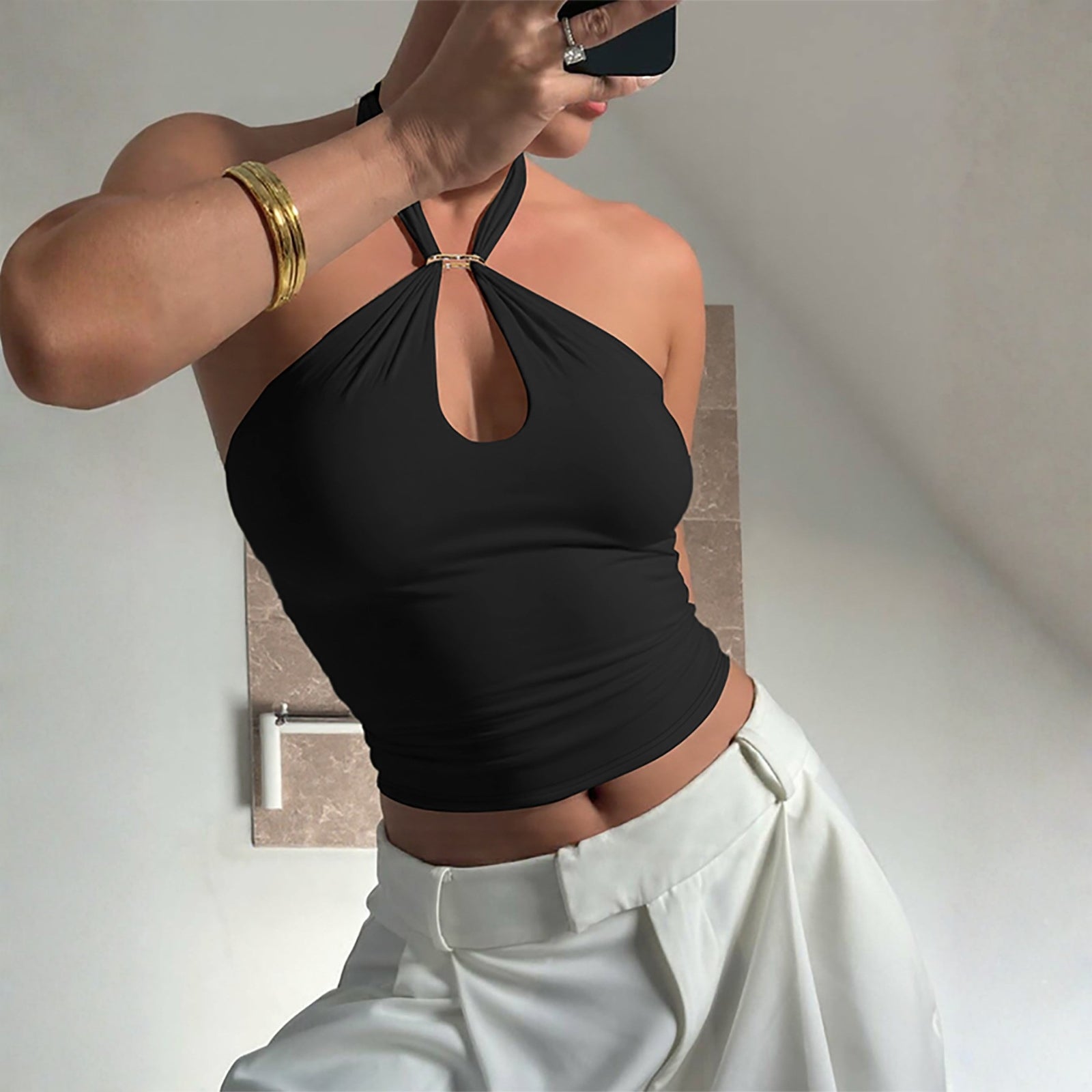 The Riviera Ribbed Halter Top