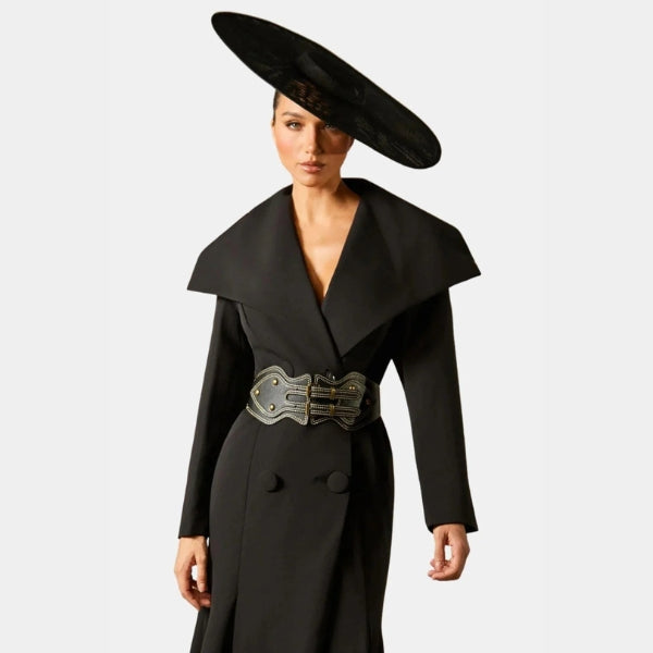The Cressida Wide-Lapel Sculpted Belted Coat