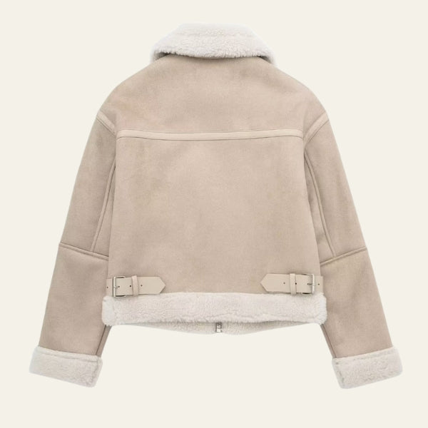 The Aspen Faux-Shearling Collar Cropped Jacket