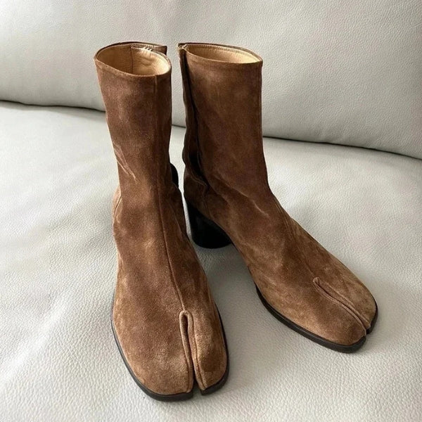 The Kyoto Split-Toe Block Heel Ankle Boots