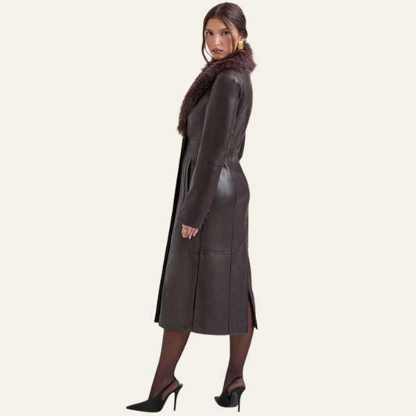 The Vienna Leather Fur Collar Coat