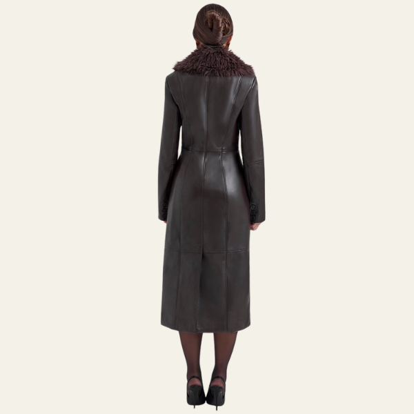 The Vienna Leather Fur Collar Coat