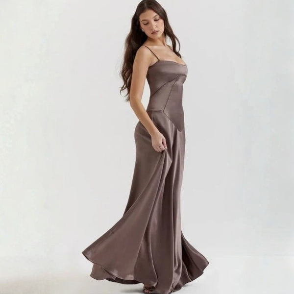 The Mirrorcurve Satin-Finish Maxi Dress