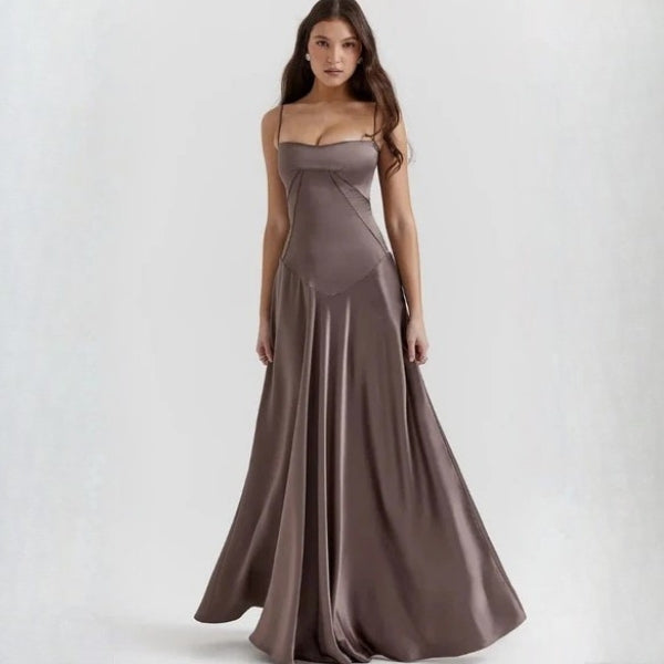 The Mirrorcurve Satin-Finish Maxi Dress
