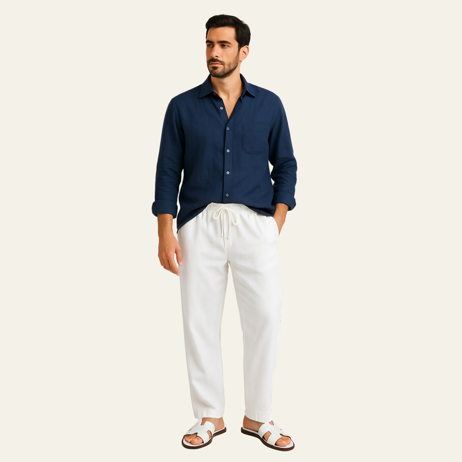 The Atlas Linen Set White