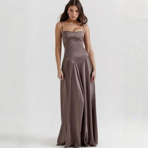 The Mirrorcurve Satin-Finish Maxi Dress
