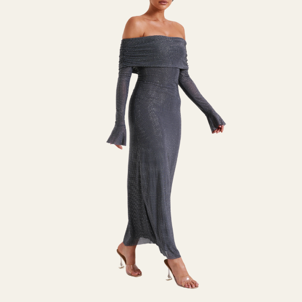 The Lisbon Off-Shoulder Evening Maxi Dress