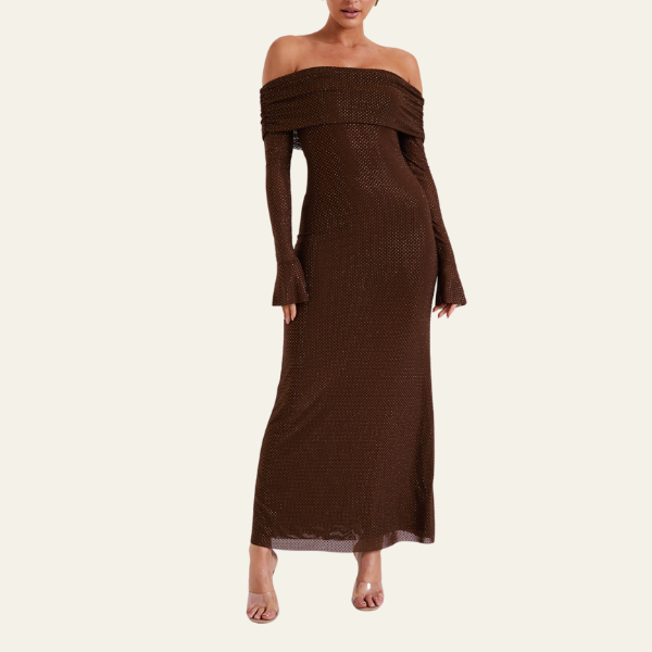 The Lisbon Off-Shoulder Evening Maxi Dress