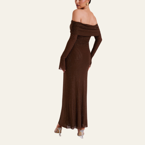 The Lisbon Off-Shoulder Evening Maxi Dress