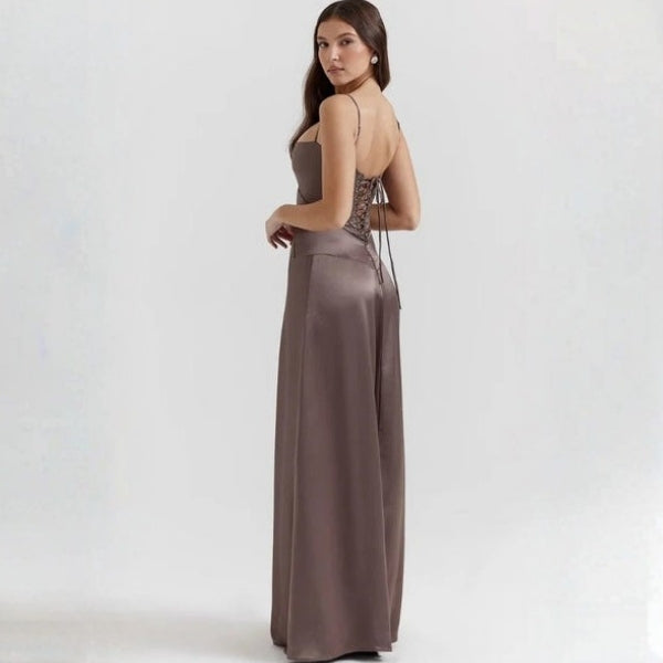 The Mirrorcurve Satin-Finish Maxi Dress