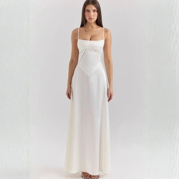 The Mirrorcurve Satin-Finish Maxi Dress