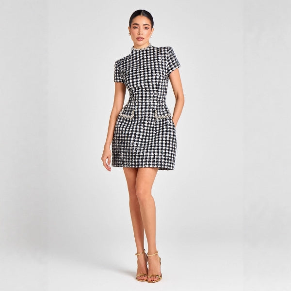 The Manhattan Pearl-Trim Tweed Mini Dress