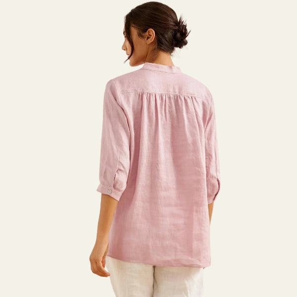 The Santorini Split-Neck Eco-Linen Shirt
