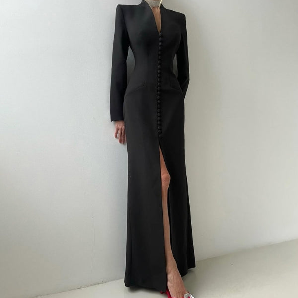 The Monaco Button-Front Column Dress