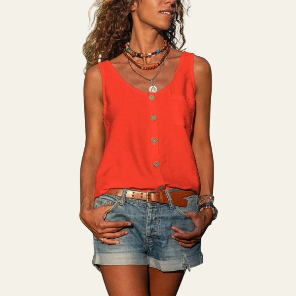 The Riviera Button-Front Pocket Tank