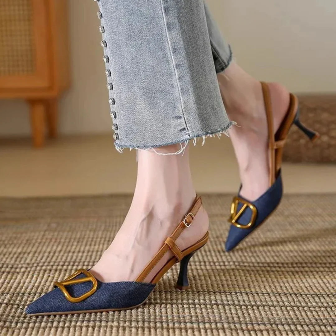 The Riviera Buckle Slingback Heels