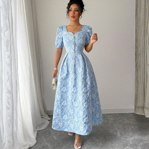 The Santorini Floral Textured Maxi Dress