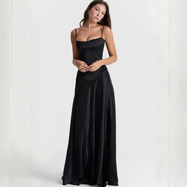 The Mirrorcurve Satin-Finish Maxi Dress