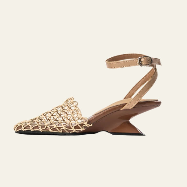 The Amalfi Net-Detail Heeled Sandals