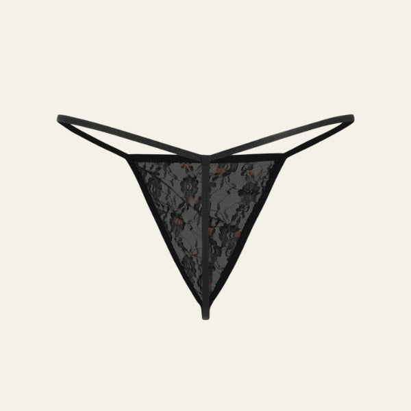 The Verona Cherry-Print Lace Thong Set