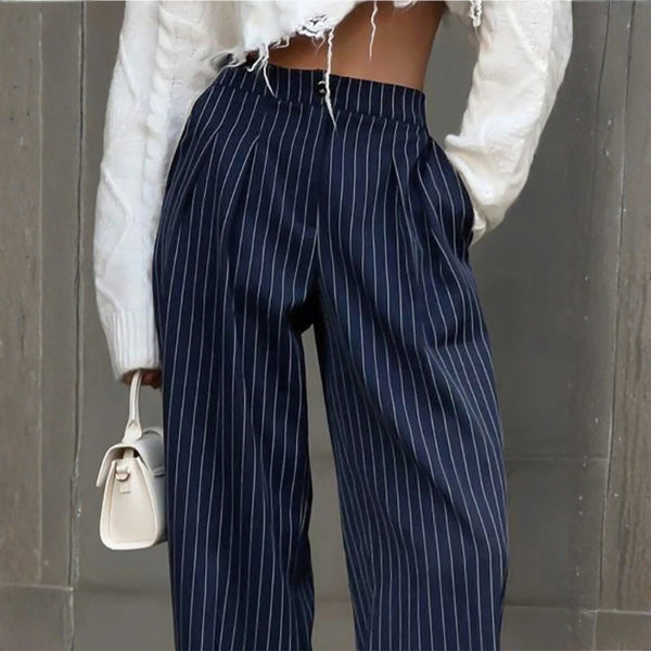 The Verona Pinstripe Wide-Leg Pants