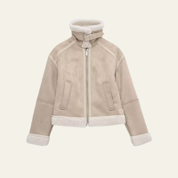 The Aspen Faux-Shearling Collar Cropped Jacket