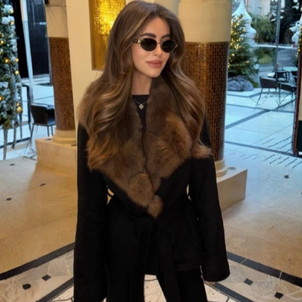 The Aspen Fur Collar Belted Jacket