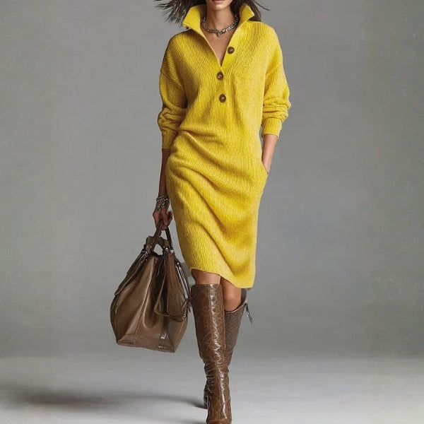 The Zurich Button-Front Ribbed Dress