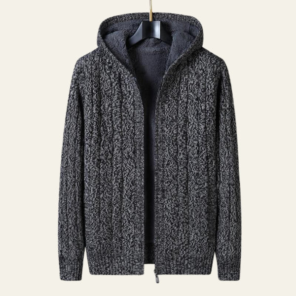 The Aspen Hooded Cable-Knit Zip Sweater