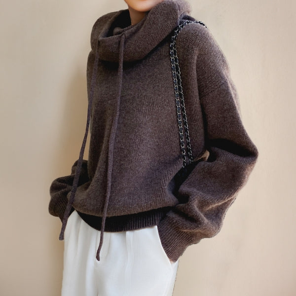 The Laguna Drawstring Cowl-Neck Knit Sweater
