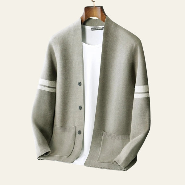 The Kyoto Stripe-Sleeve Knit Cardigan