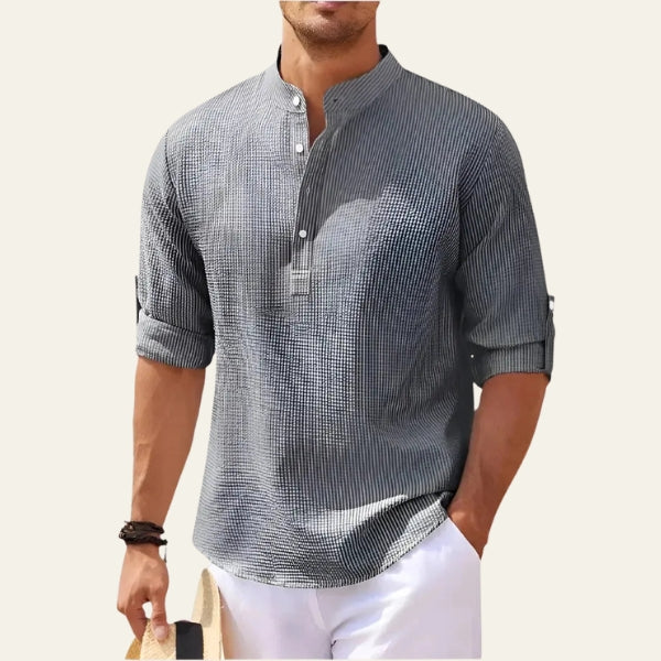 The Tangier Textured Stand-Collar Shirt