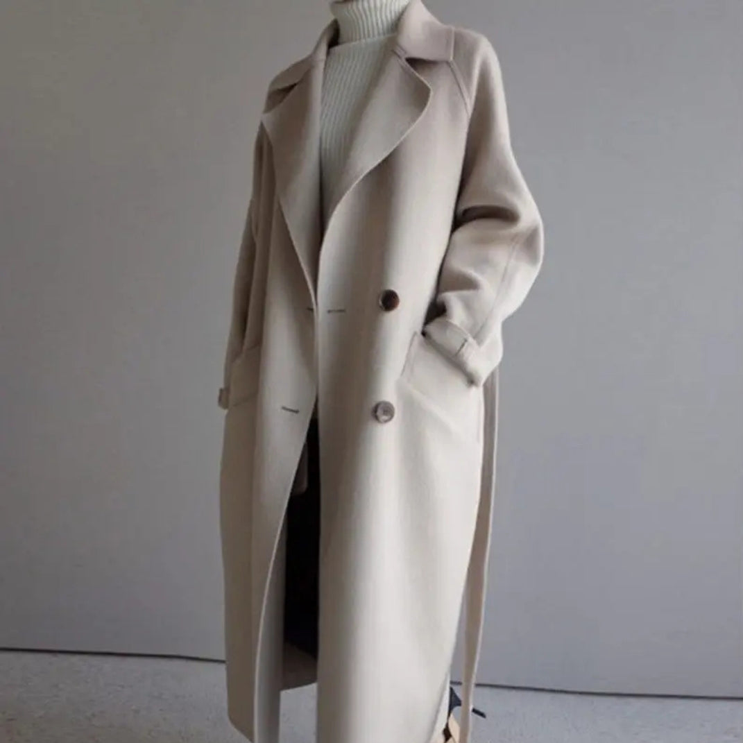 The Milan Soft-Weave Double-Breasted Long Coat