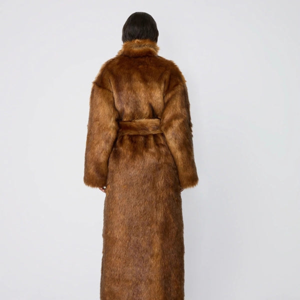 The Marlowe Longline Belted Faux-Fur Coat