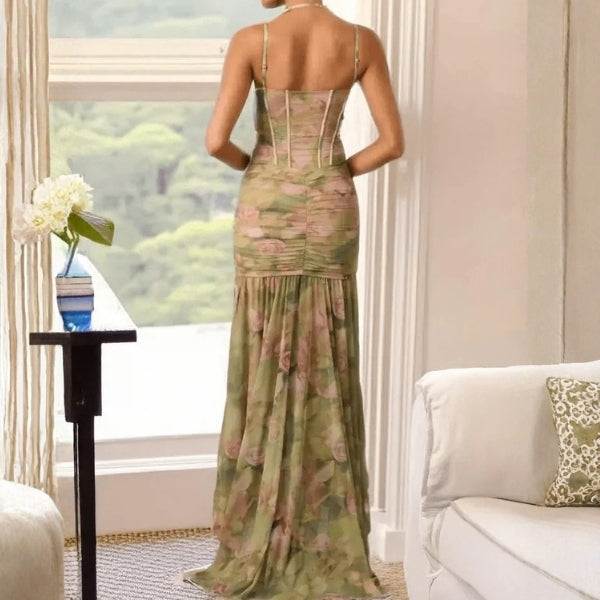 The Ophelina Corset-Detail Floral Maxi Dress