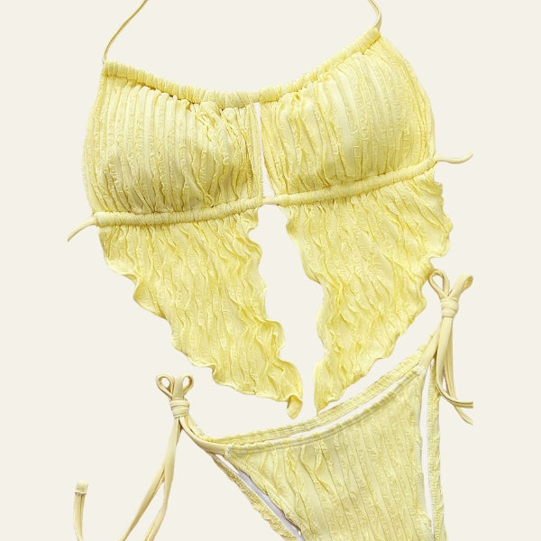The Amalfi Frill-Trim Ribbed Bikini Set