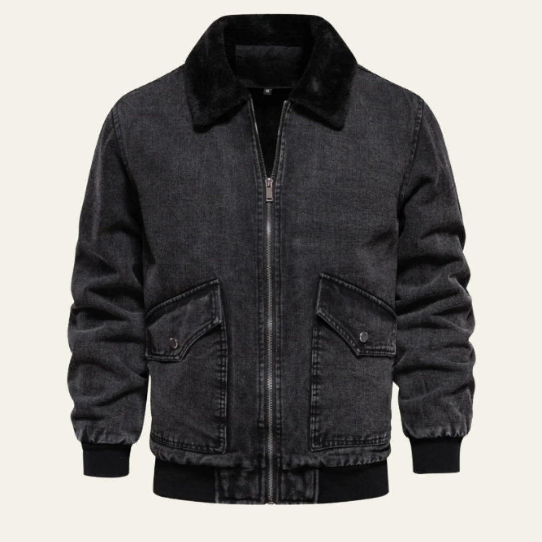The Aspen Shearling-Collar Denim Jacket