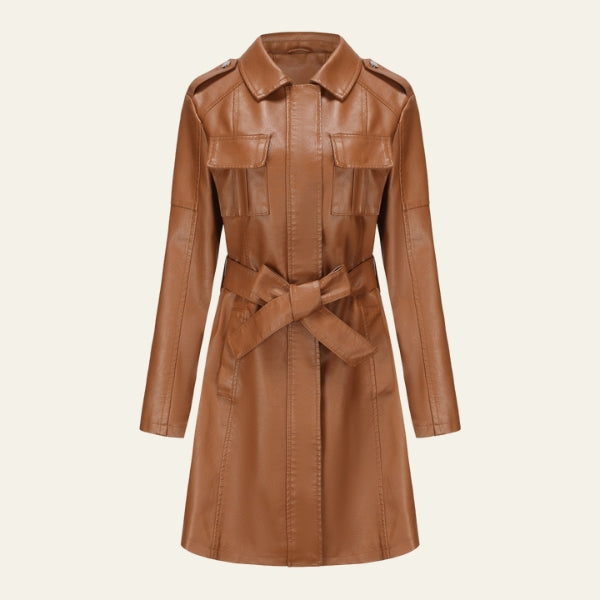 The Vienna Belted Leather Coat