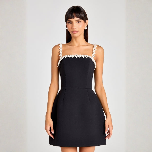 The Bellagio Floral-Trim Mini Dress