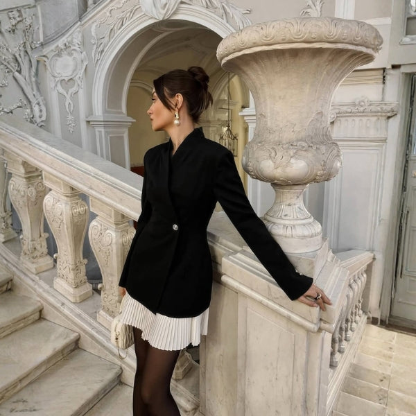 The Paris Pleated-Hem Blazer Dress