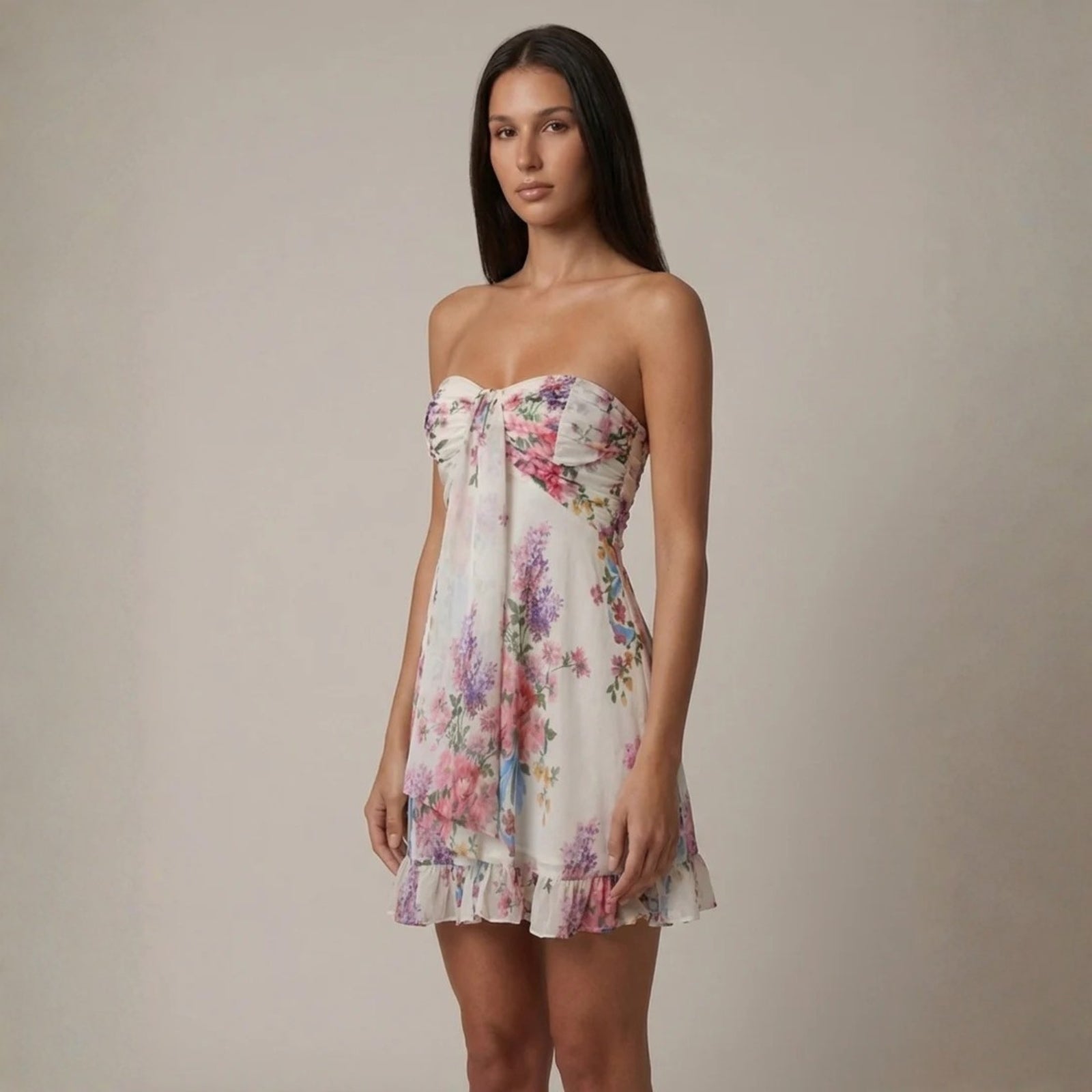 The Sorrento Floral Strapless Mini Dress