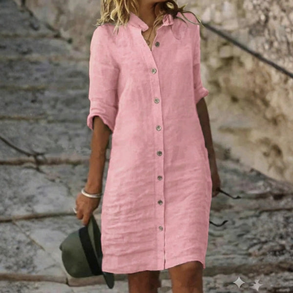 The Amalfi Button-Front Shirt Dress