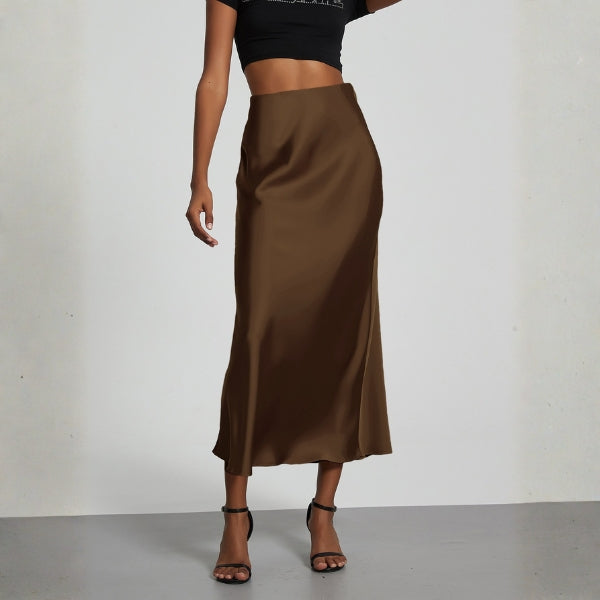 The Riviera Satin-Finish Midi Skirt