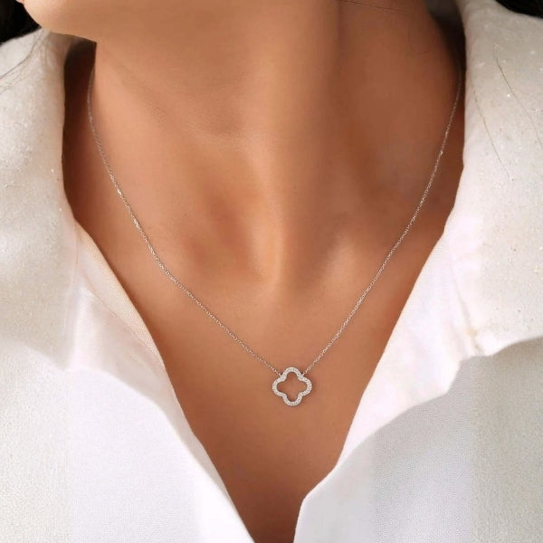 The Capri Pavé Clover Necklace