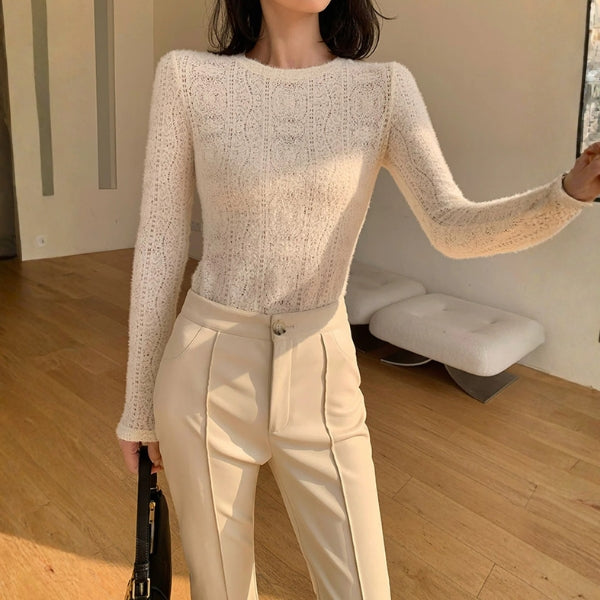 The Monaco Open-Knit Long Sleeve Top