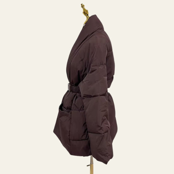 The Alpine Belted Shawl-Collar Puffer Jacket