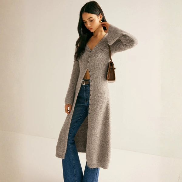 The Florence Button-Front Longline Knit Cardigan