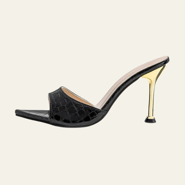 The Riviera Croc-Embossed Pointed-Toe Heels